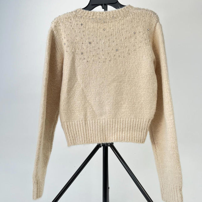 Astr the Label Sigourney Crewneck Cardigan Sweater, Size XS