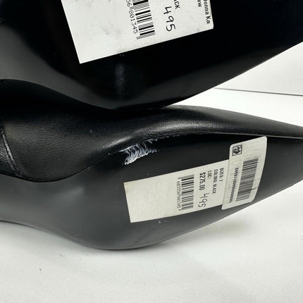Donna Karan New York Women's Clari Tall Boot Black Leather Gold Heel Size 7 NIB