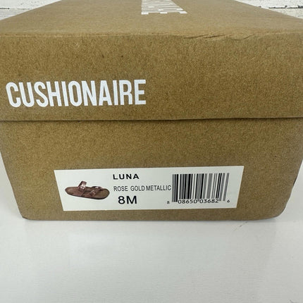 CUSHIONAIRE Women's Leah Crossover Strap Cork Footbed Rose Gold Sandal Size 8 M
