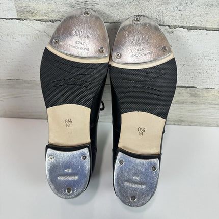 Bloch Shockwave #2 At Toes & #3 Heels Black Leather 6.5M Kids Dance Tap Shoes
