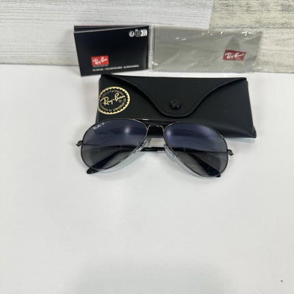 Ray-Ban Adult RB3025 Aviator Polarized Gunmetal/Blue/Grey 58mm Sunglasses