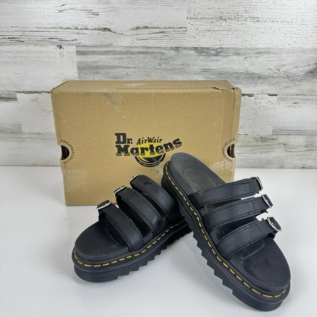 Brand New Dr Martens Black Hydro Blaire Slide 3 Buckle Strap Women’s Size 10
