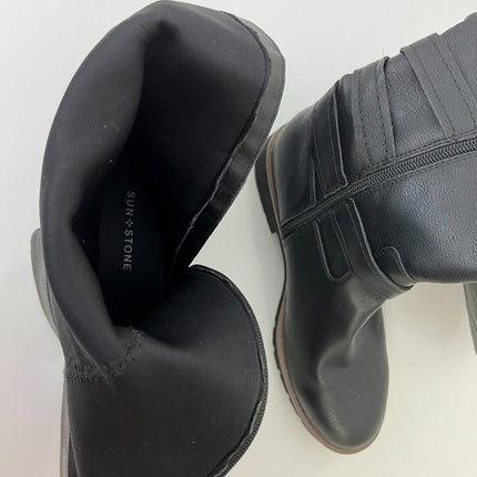 Sun + Stone Blakelyy Buckled Riding Women’s Boots, Black, Size 8M