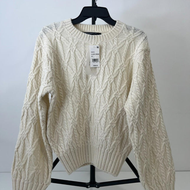 French Connection Women's Layon Knitted Crew Neck Jumper - Cream, Size XS