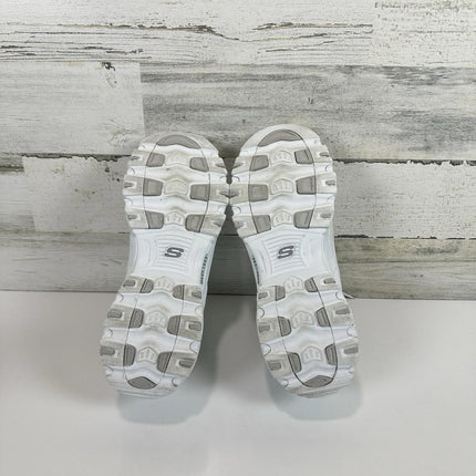 Skechers Sport Womens D'LITES FRESH START Memory Foam Lace-up Sneaker,White Silv