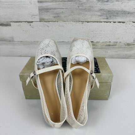 DOEYG White Mesh Ballet Flats for Women Round Toe Mesh Flats Ballet Shoes,Sz 7.5