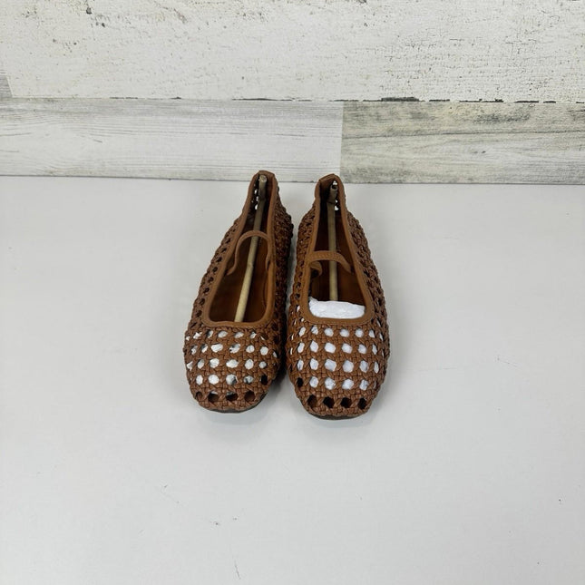 CUSHIONAIRE Women's Weavy Squared Toe Woven Ballet Flat, Memory Foam, Size 6.5 W