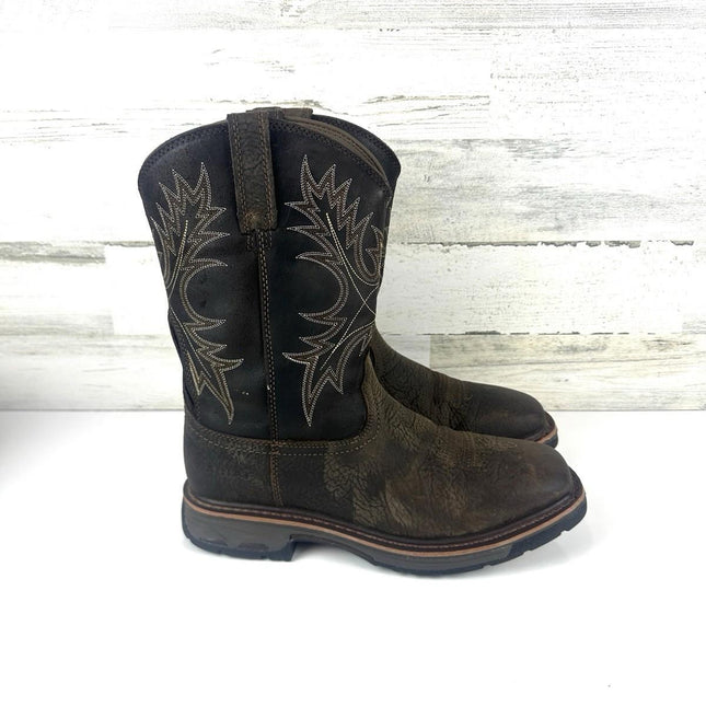 Ariat Workhog Wide Square Toe Waterproof Work Boot Men's 11D, Bruin Brown/Coffee