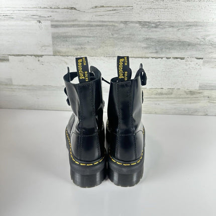 Dr. Martens Women's Molly Combat Boot Black Buttero Leather Size 8