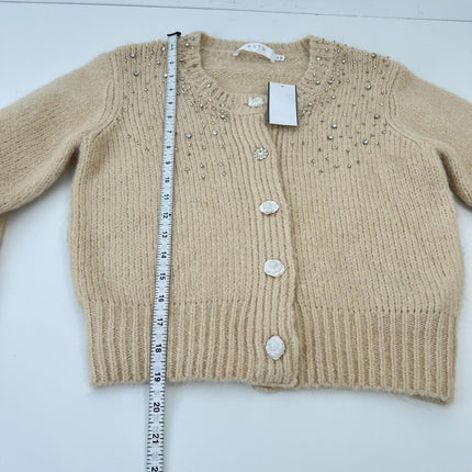 Astr the Label Sigourney Crewneck Cardigan Sweater, Size XS