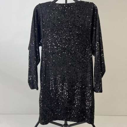 Steve Madden Ginger Long Sleeve Sequin Mini Women's Dress, Black, Size 2