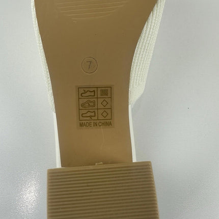 Shoe’N Tale Heeled Sandals For Women Square Open Toe Heeled Mules Size 7 White