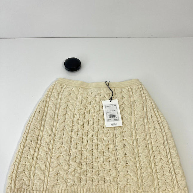 Theory Cable-Knit Felted Wool-Cashmere Mini Skirt, Ivory, Size P