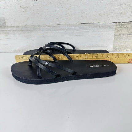 Volcom Women's School Flip Flop Sandals Black Size 8 Medium US