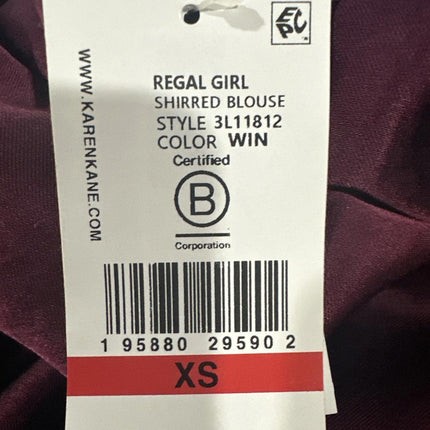 Karen Kane Shirred Women’s Blouse, Color Win , Size XS
