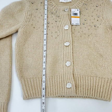 Astr the Label Sigourney Crewneck Cardigan Sweater, Size S