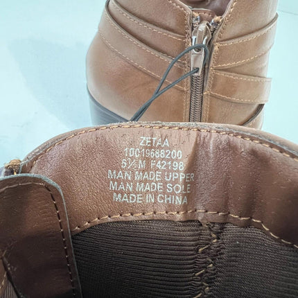 Style & Co Womens Zetaa Strappy Belt Heel Booties Brown Smooth Size 5.5M NIB
