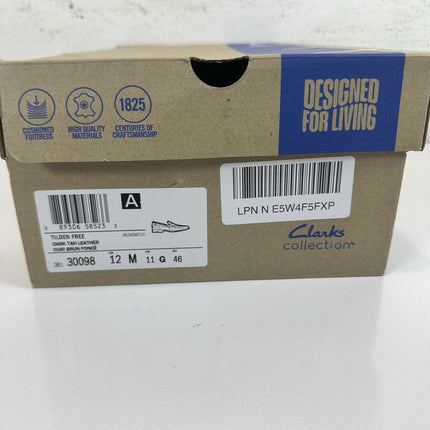 Clarks Men's Tilden Free Dark Tan Leather 26130098 Size 12 M Excellent with Box