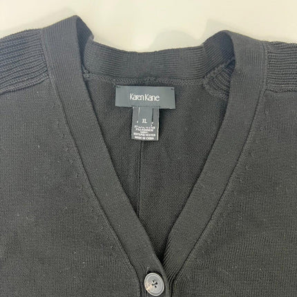 Karen Kane Linett Layered Sweater Cardigan in Black and White XL