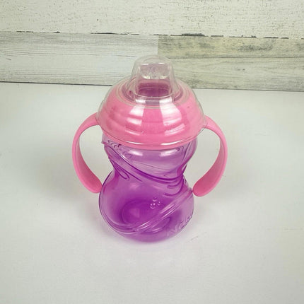Nuby 3 Piece No-Spill Grip N’ Sip Sippy Cup w Soft Flex Spout, 2 Handles, 10 oz