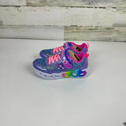 Skechers Kids Girls Infinite Heart Lights-Fresh Sneaker, Purple/Pink, Size 13.5