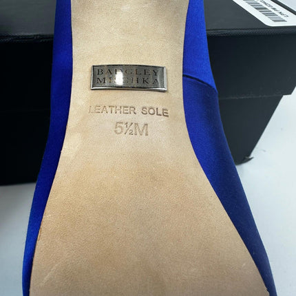 Badgley Mischka - Kiara Crystal Pumps, Peep Toe, Sapphire Satin, Size 6, Women's