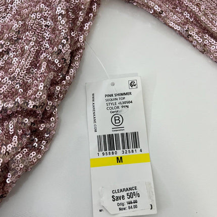Karen Kane Side Shirred Sequin Women's Top, Pink, Size M