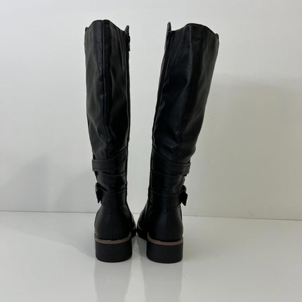 Sun + Stone Blakelyy Buckled Riding Women’s Boots, Black, Size 8M