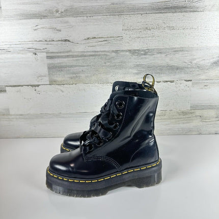 Dr. Martens Women's Molly Combat Boot Black Buttero Leather Size 8