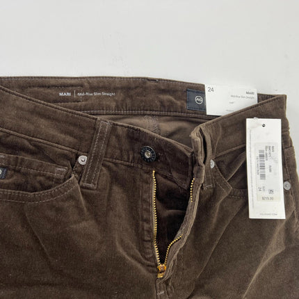 Ag Mari Mid Rise Slim Straight Leg Jeans in Rich Umber, Size 24