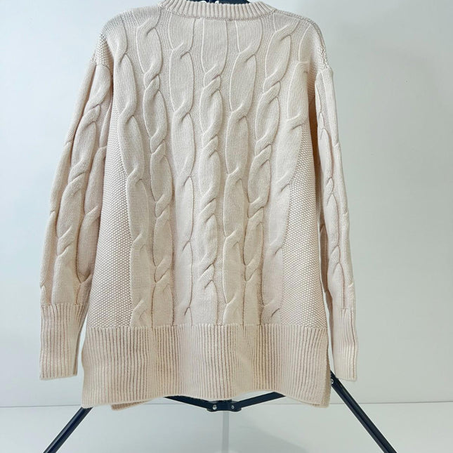 Frame Oversized Cable Knit Women’s Sweater, Creamy, Size M