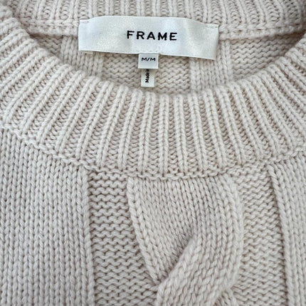 Frame Oversized Cable Knit Women’s Sweater, Creamy, Size M