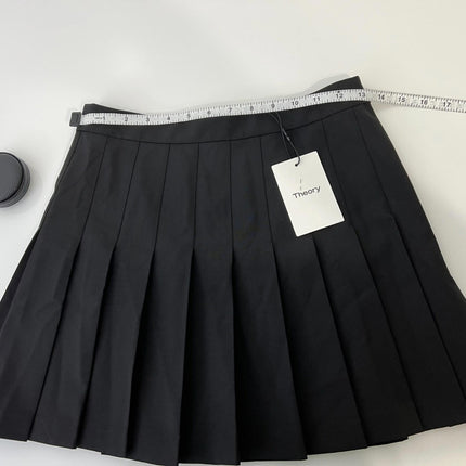 Theory Women's MINI Pleated Skirt , Black, Str Wool Suie O0705303, Size 0