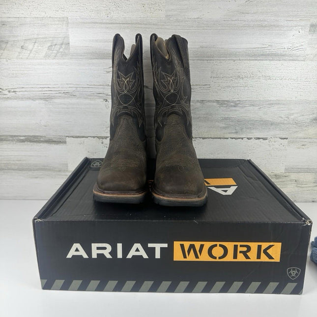 Ariat Workhog Wide Square Toe Waterproof Work Boot Men's 11D, Bruin Brown/Coffee
