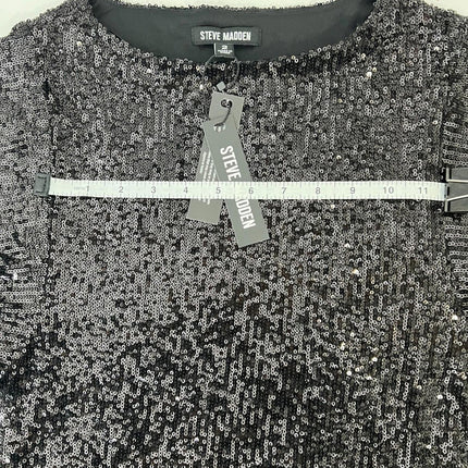 Steve Madden Ginger Long Sleeve Sequin Mini Women's Dress, Black, Size 2