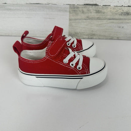 Zoroadke Toddler Casual Walking Shoes School Low Top Red Canvas Sneakers, Size 6