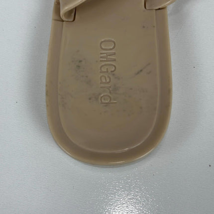 OMGard Womens Studded Sandals Jelly Shoes Flats, Beige Woman Summer, Size 7