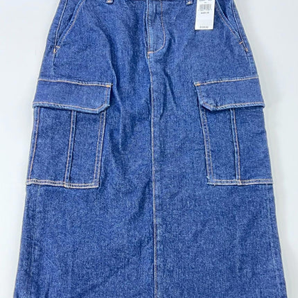 Sanctuary Women’s Essential Cargo Standard Rise Midi Skirt Denim 25 , Blue