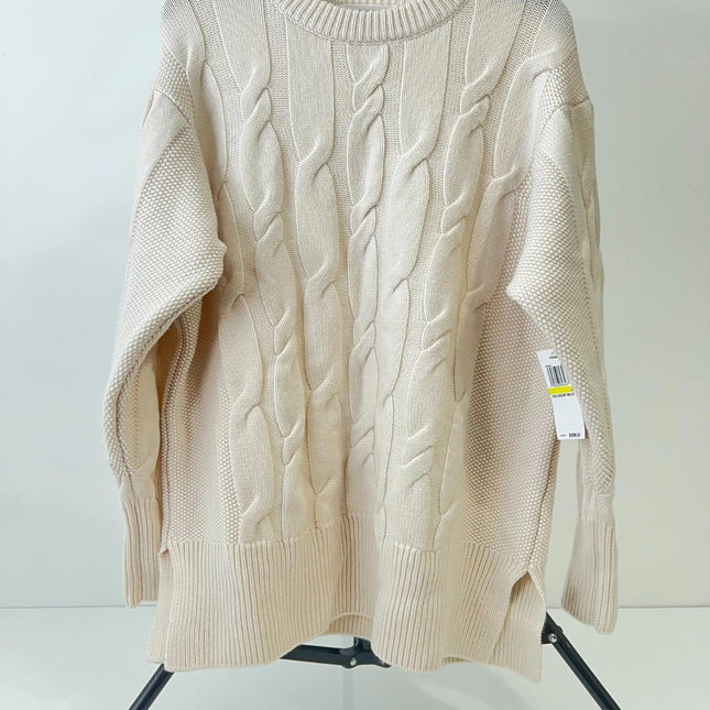 Frame Oversized Cable Knit Women’s Sweater, Creamy, Size M