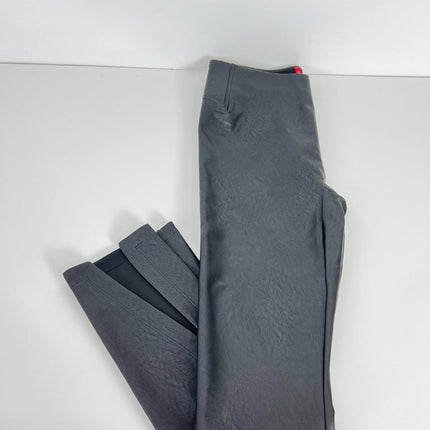 Womens Faux Leather Front Slit Leggings, Black, Size L