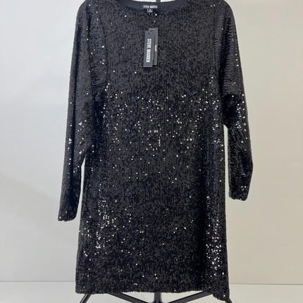 Steve Madden Ginger Long Sleeve Sequin Mini Women's Dress, Black, Size 2