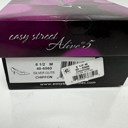 Women's Chiffon Slings by Easy Street in Silver Glitter (Size 6 1/2 M)