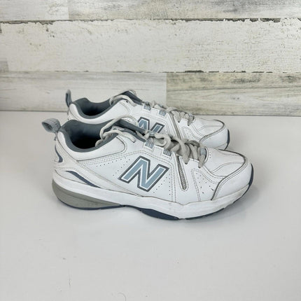 New Balance Women's 608 V5 Casual Comfort Cross Trainer Shoes White/LBlu Size 8M