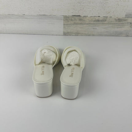 Shoe’N Tale Heeled Sandals For Women Square Open Toe Heeled Mules Size 7 White