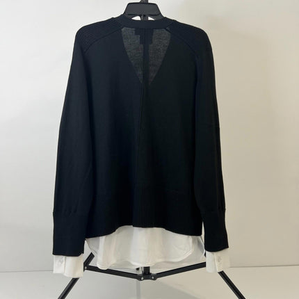 Karen Kane Linett Layered Sweater Cardigan in Black and White XL