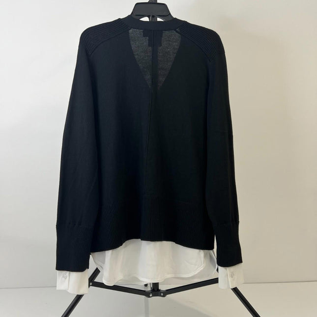 Karen Kane Linett Layered Sweater Cardigan in Black and White XL