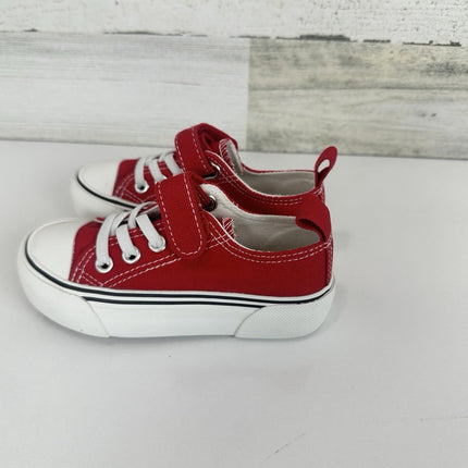 Zoroadke Toddler Casual Walking Shoes School Low Top Red Canvas Sneakers, Size 6