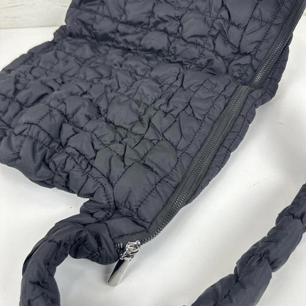 CALUOMATT Large Puffer Tote Bag for Women Padded Quilted Hobo Bags, Black