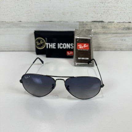 Ray-Ban Adult RB3025 Aviator Polarized Gunmetal/Blue/Grey 58mm Sunglasses