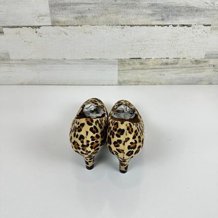 Women's Classic Round Toe Pump Kitten Low Heel Shoes Suede Leopard 42 - US 9.5 M